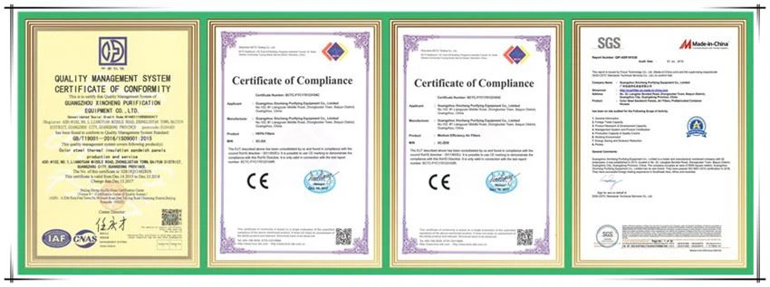 certificates of air filter1